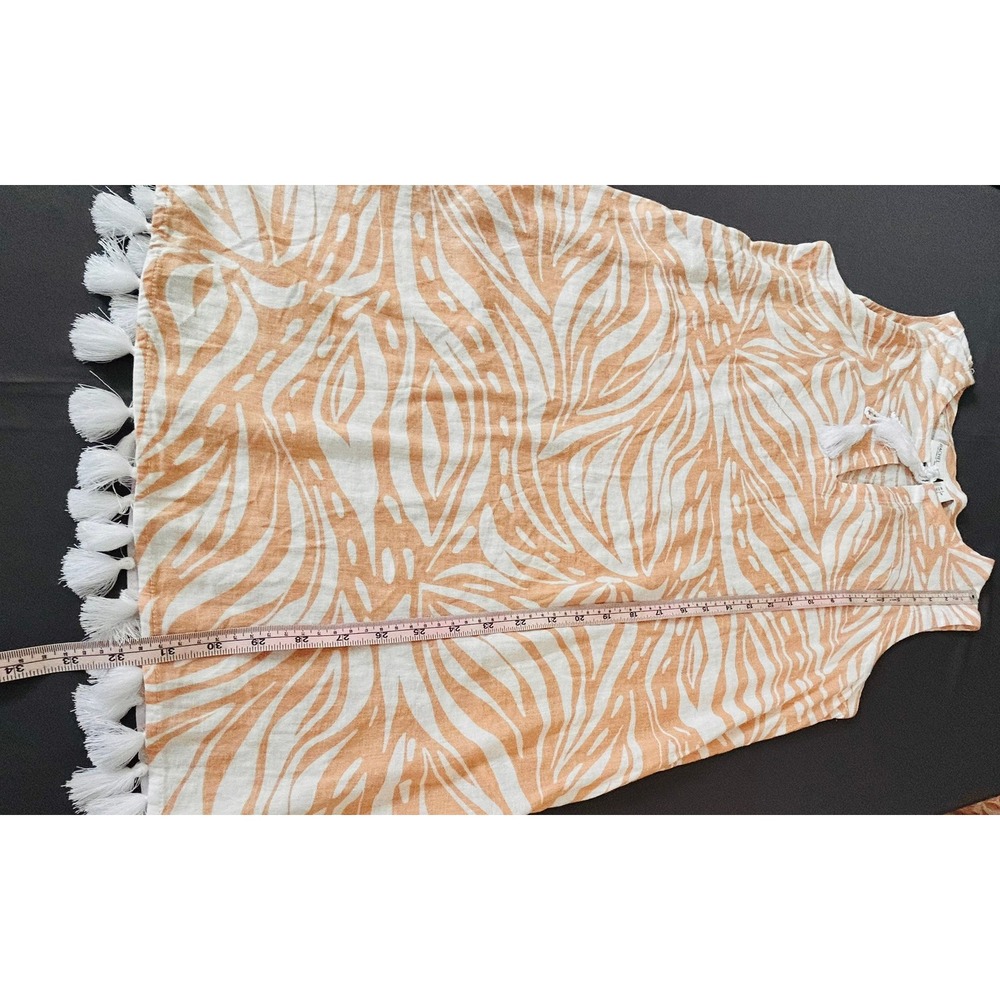 NWT Rachel Zoe Zebra Print Tassel Beige Orange Tunic Dress Small S Oversize‎ - Picture 7 of 8